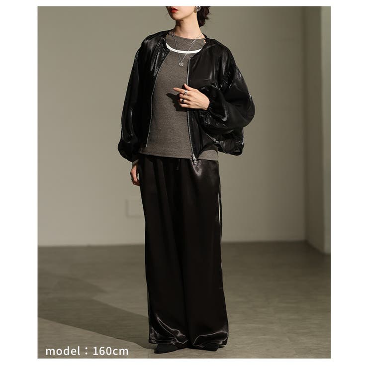 光沢感が美しい大人のシャイニーオーガンジーブルゾン レディース ファッション | Sawa a la mode | 詳細画像13 