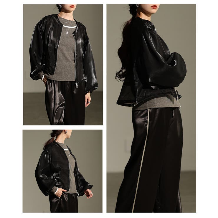 光沢感が美しい大人のシャイニーオーガンジーブルゾン レディース ファッション | Sawa a la mode | 詳細画像17 