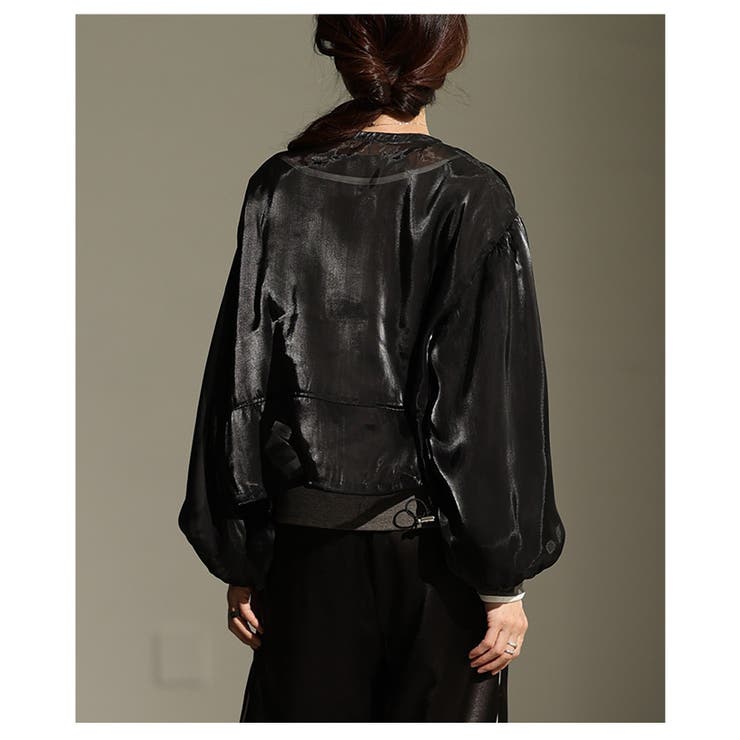 光沢感が美しい大人のシャイニーオーガンジーブルゾン レディース ファッション | Sawa a la mode | 詳細画像18 