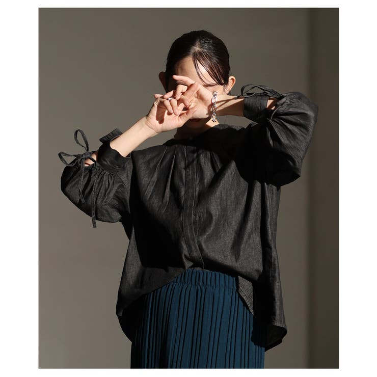 遊び心ある袖口リボン＆スリットデニムブラウス レディース ファッション | Sawa a la mode | 詳細画像10 