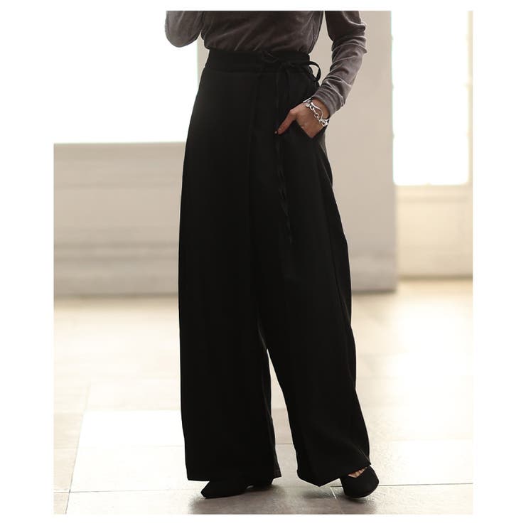 体型カバーラップデザインワイドパンツ 美脚 レディース | Sawa a la mode | 詳細画像4 