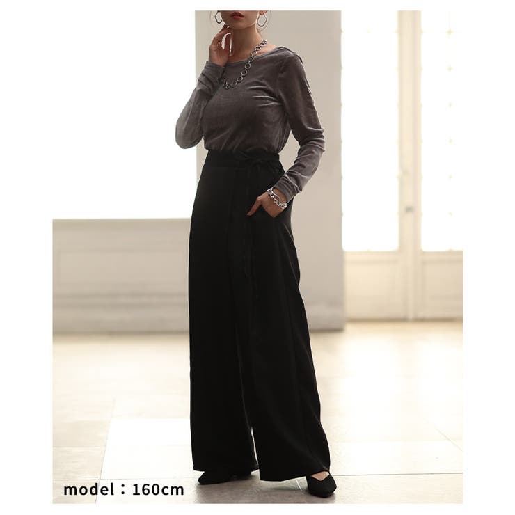 体型カバーラップデザインワイドパンツ 美脚 レディース | Sawa a la mode | 詳細画像7 