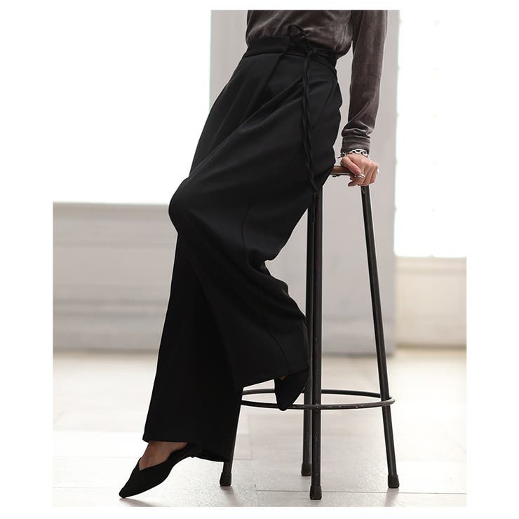 体型カバーラップデザインワイドパンツ 美脚 レディース | Sawa a la mode | 詳細画像9 