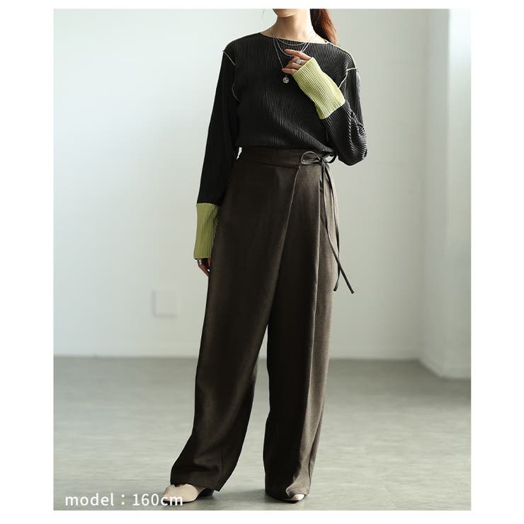 体型カバーラップデザインワイドパンツ 美脚 レディース | Sawa a la mode | 詳細画像13 