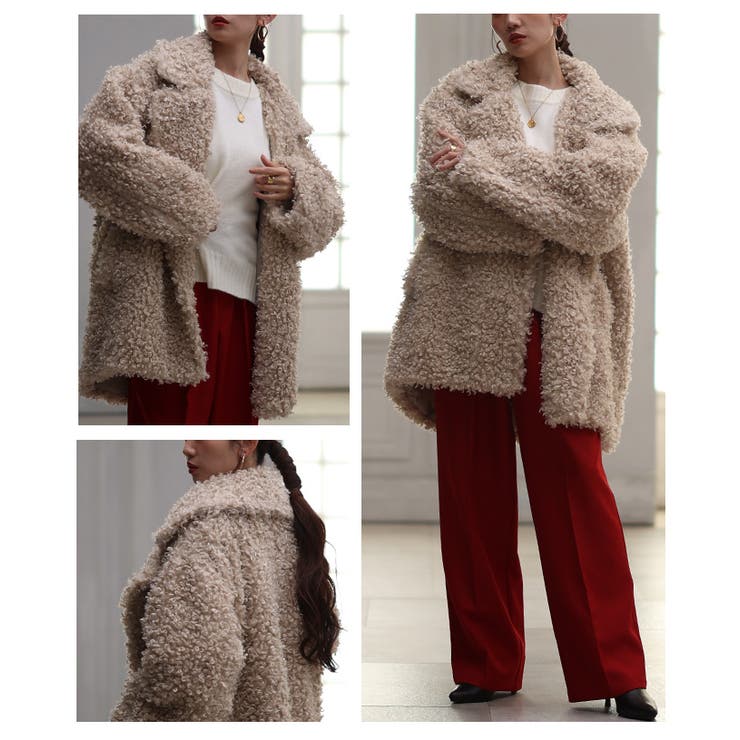 リュクスな気分高まるプードルファーダブルミドルコート レディース ファッション | Sawa a la mode | 詳細画像16 