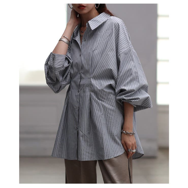 大人のきちんとモードスタイルをつくるストライプウエストタックシャツ レディース … | Sawa a la mode | 詳細画像15 