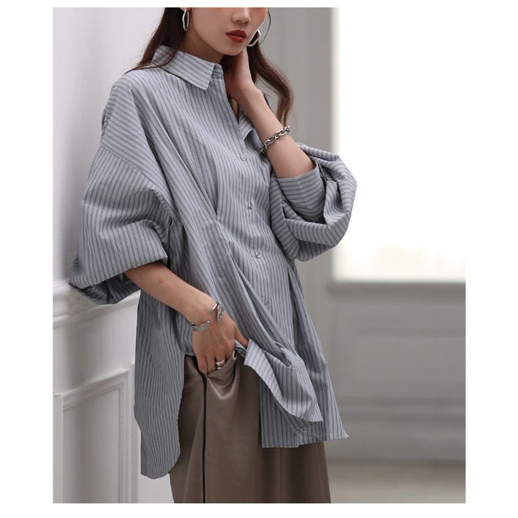 大人のきちんとモードスタイルをつくるストライプウエストタックシャツ レディース … | Sawa a la mode | 詳細画像20 