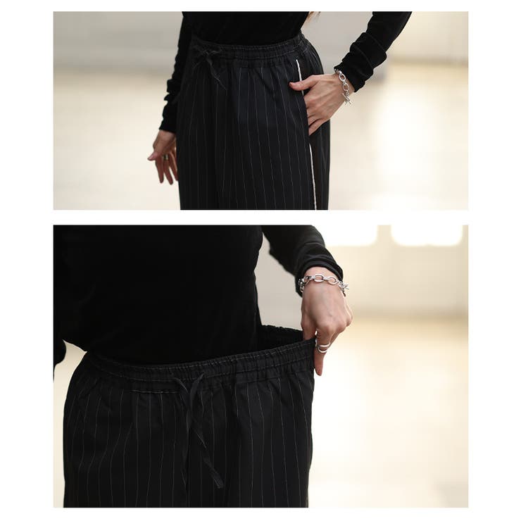 ラクして毎日映えるサイドラインピンストライプパンツ レディース ボトムス | Sawa a la mode | 詳細画像5 