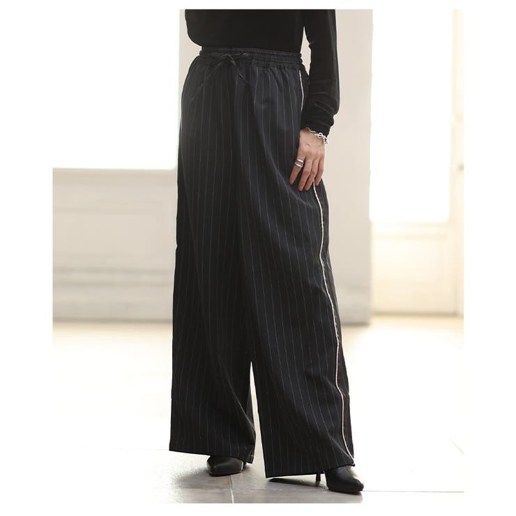 ラクして毎日映えるサイドラインピンストライプパンツ レディース ボトムス | Sawa a la mode | 詳細画像8 