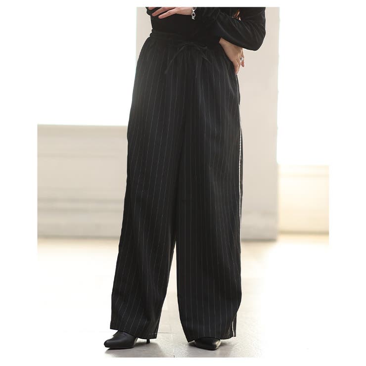 ラクして毎日映えるサイドラインピンストライプパンツ レディース ボトムス | Sawa a la mode | 詳細画像9 