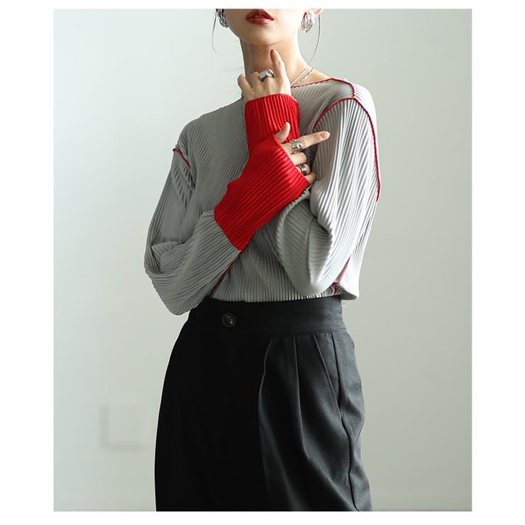 コーデのアクセントになるバイカラースリーブプリーツトップス レディース | Sawa a la mode | 詳細画像19 