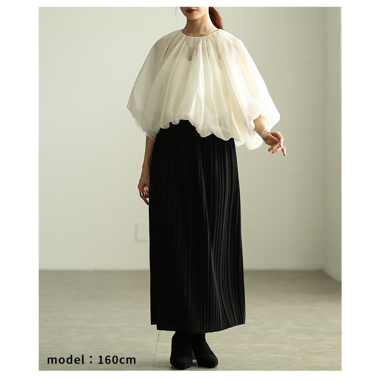 ふわり心ときめくオーガンジーバルーンシルエットブラウス レディース