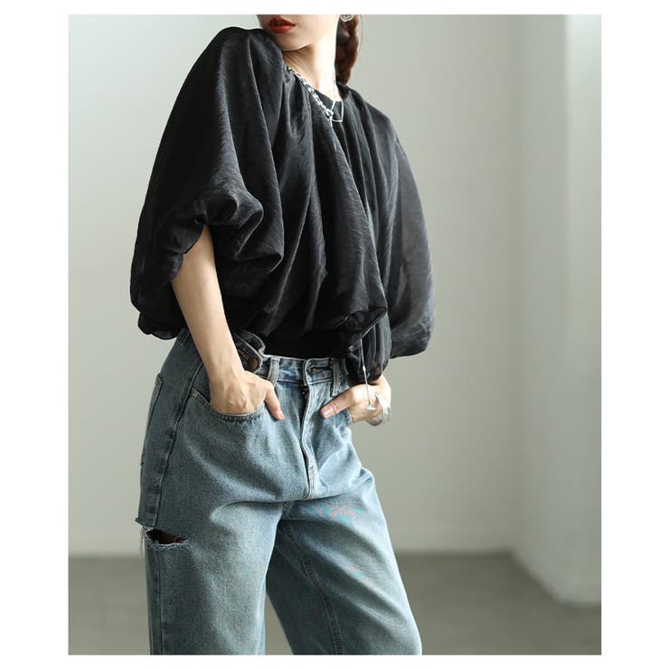 ふわり心ときめくオーガンジーバルーンシルエットブラウス レディース