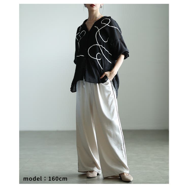 表情を豊かにするランダムコード刺繍シアーシャツ レディース ファッション | Sawa a la mode | 詳細画像7 