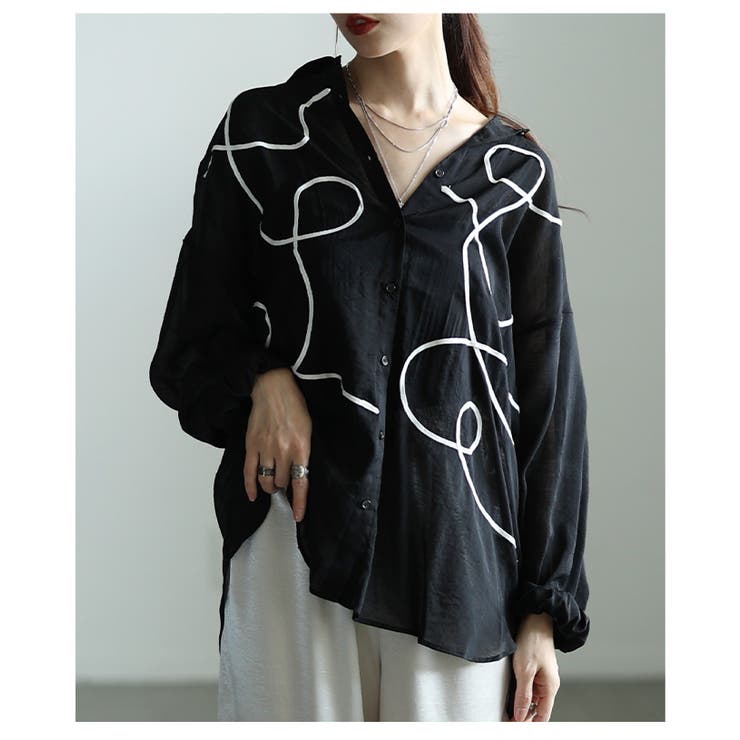 表情を豊かにするランダムコード刺繍シアーシャツ レディース ファッション | Sawa a la mode | 詳細画像8 