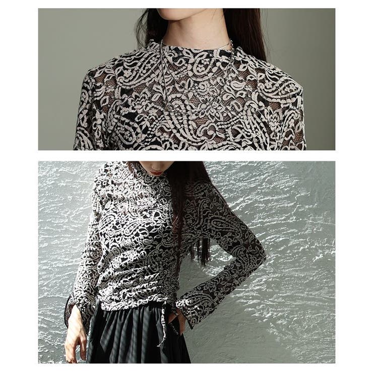 主役級のモード感纏うペイズリー柄メッシュカットソー レディース ファッション | Sawa a la mode | 詳細画像5 