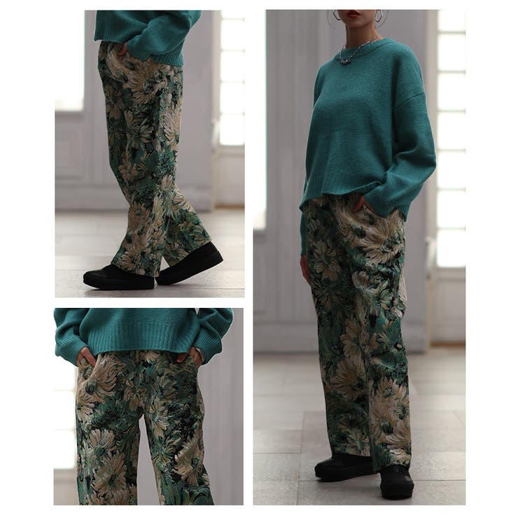 大人ハンサムなフラワージャガードワイドパンツ レディース ファッション | Sawa a la mode | 詳細画像17 