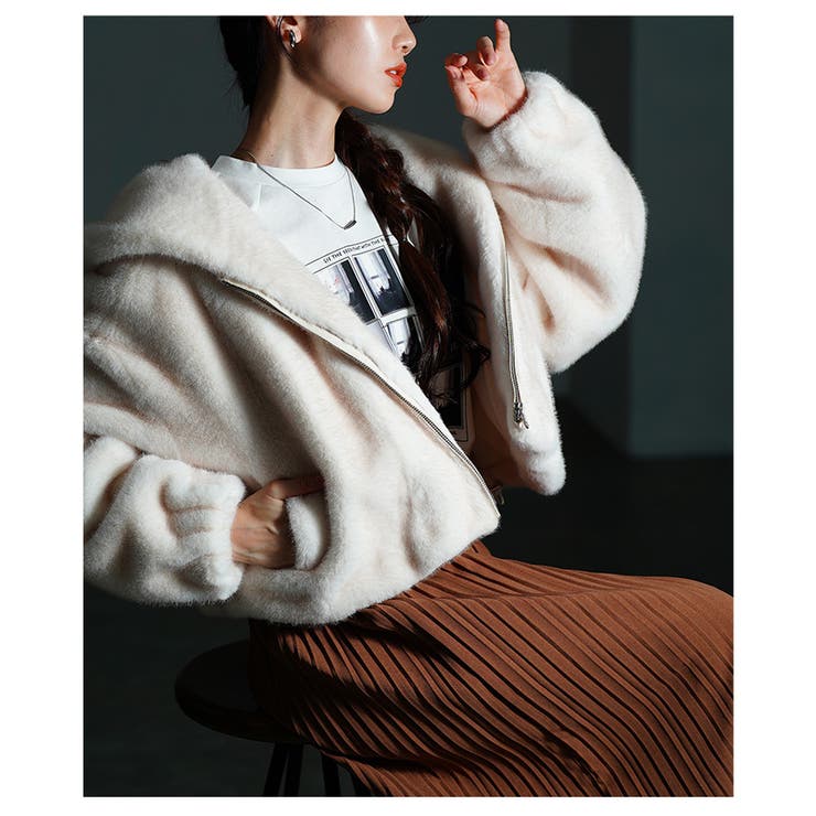 思わず触れたくなるエコファーフード付ジャケット レディース ファッション | Sawa a la mode | 詳細画像9 