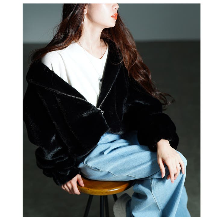 思わず触れたくなるエコファーフード付ジャケット レディース ファッション | Sawa a la mode | 詳細画像21 