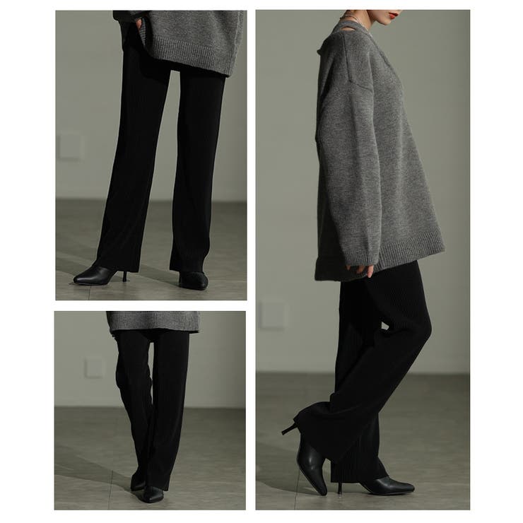 セルフカットできるリブストレートパンツ 美脚 レディース | Sawa a la mode | 詳細画像17 