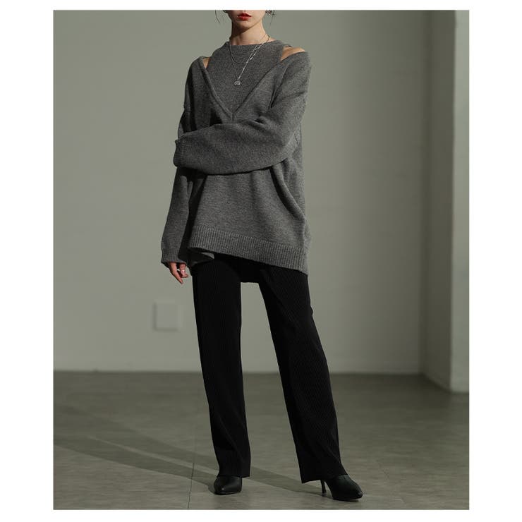 セルフカットできるリブストレートパンツ 美脚 レディース | Sawa a la mode | 詳細画像18 