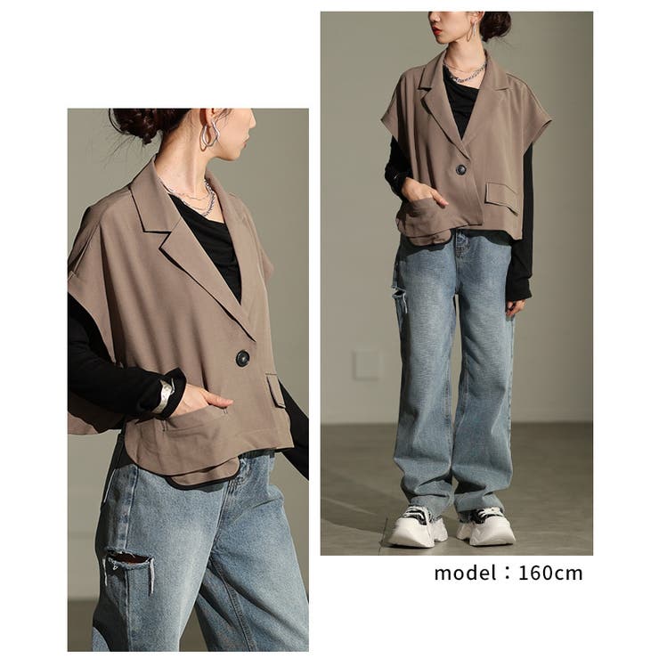 一点投入でオシャレ見えなショート丈ジレ風ジャケット レディース ファッション | Sawa a la mode | 詳細画像10 