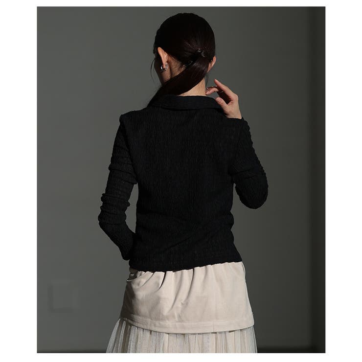 エッジを効かせたジャガードシャーリングポロトップス レディース ファッション | Sawa a la mode | 詳細画像8 