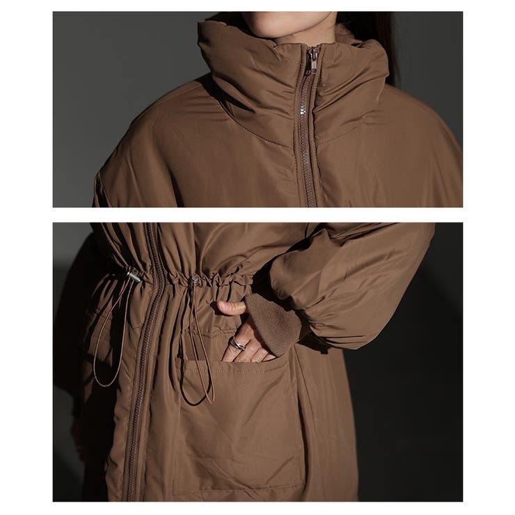 シルエットを変えて楽しめるスタンドネック中綿ウエストドロストコート レディース | Sawa a la mode | 詳細画像5 
