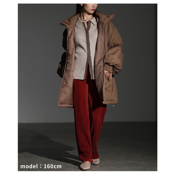 シルエットを変えて楽しめるスタンドネック中綿ウエストドロストコート レディース | Sawa a la mode | 詳細画像7 