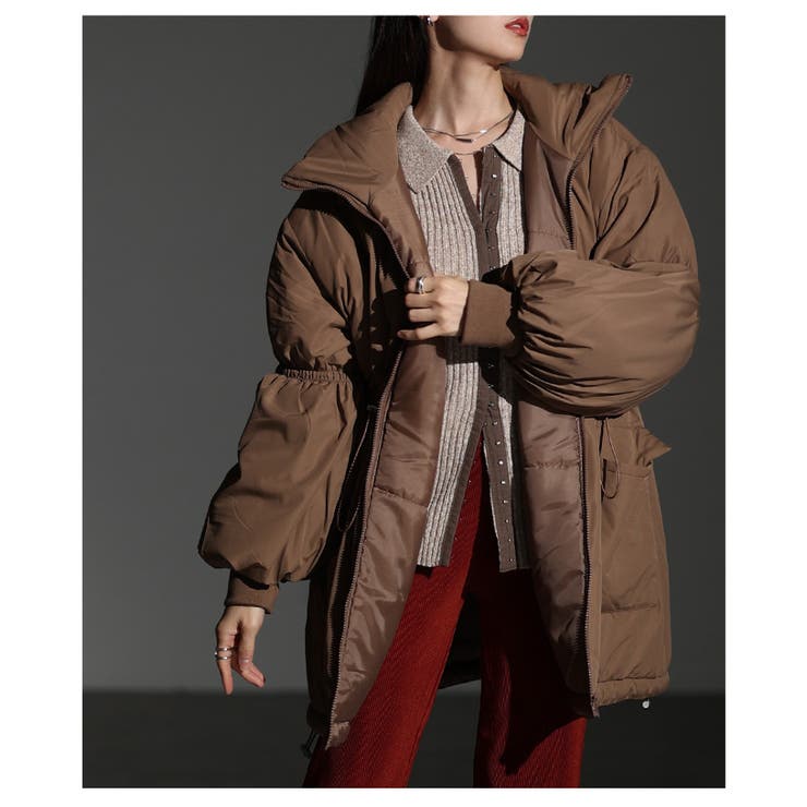 シルエットを変えて楽しめるスタンドネック中綿ウエストドロストコート レディース | Sawa a la mode | 詳細画像9 