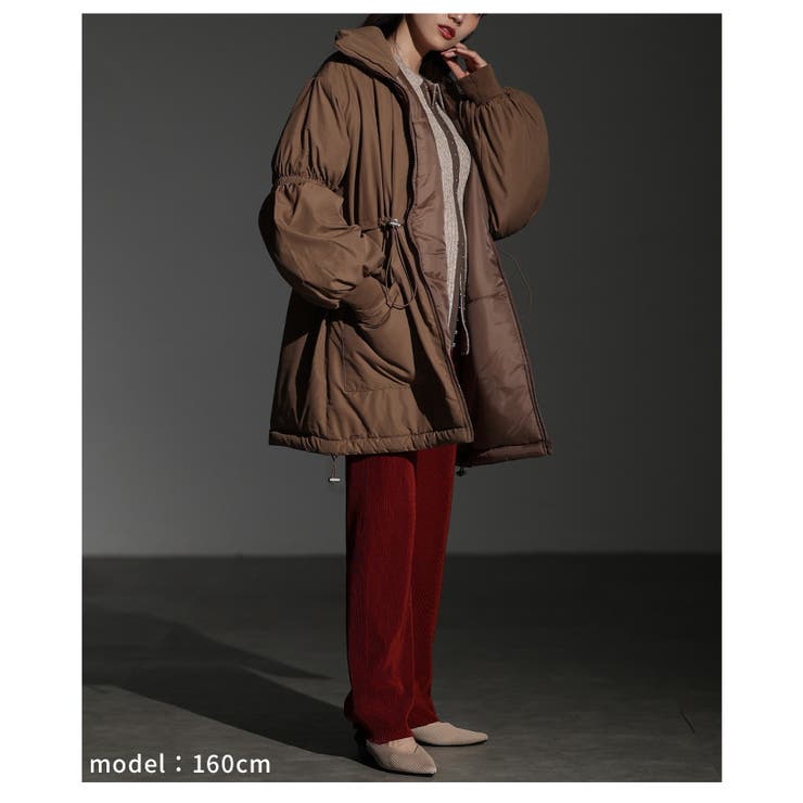 シルエットを変えて楽しめるスタンドネック中綿ウエストドロストコート レディース | Sawa a la mode | 詳細画像13 