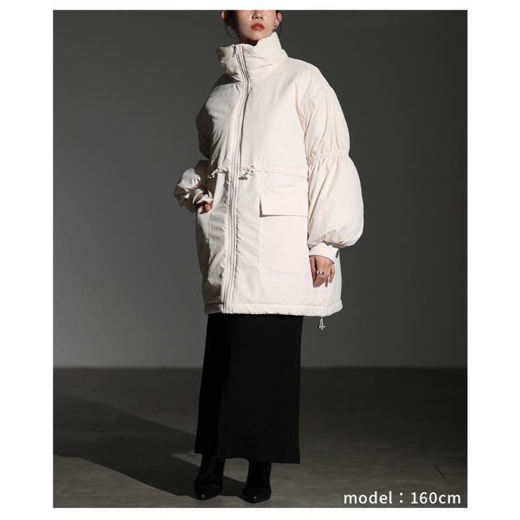 シルエットを変えて楽しめるスタンドネック中綿ウエストドロストコート レディース | Sawa a la mode | 詳細画像15 