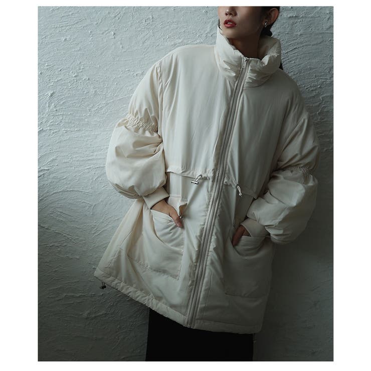 シルエットを変えて楽しめるスタンドネック中綿ウエストドロストコート レディース | Sawa a la mode | 詳細画像16 