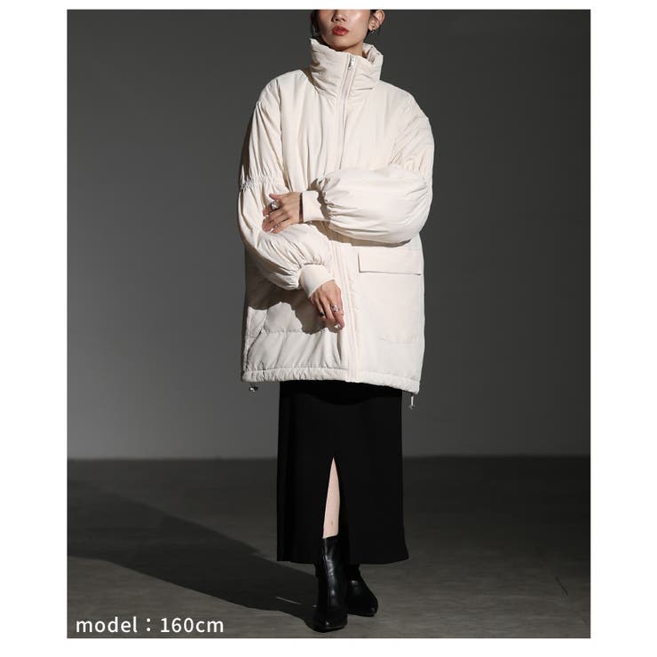 シルエットを変えて楽しめるスタンドネック中綿ウエストドロストコート レディース | Sawa a la mode | 詳細画像20 