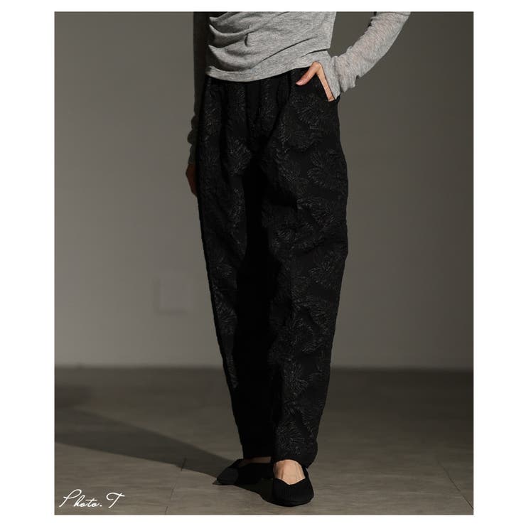 スタイリングに華を添えるリーフジャガードテーパードパンツ レディース ファッショ… | Sawa a la mode | 詳細画像2 