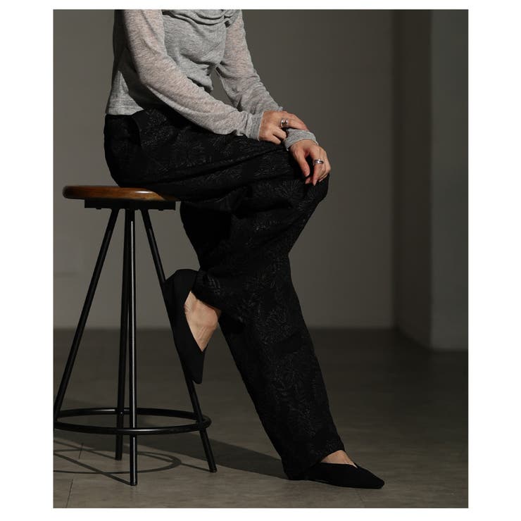 スタイリングに華を添えるリーフジャガードテーパードパンツ レディース ファッショ… | Sawa a la mode | 詳細画像8 