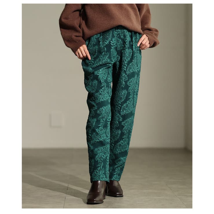 スタイリングに華を添えるリーフジャガードテーパードパンツ レディース ファッショ… | Sawa a la mode | 詳細画像16 