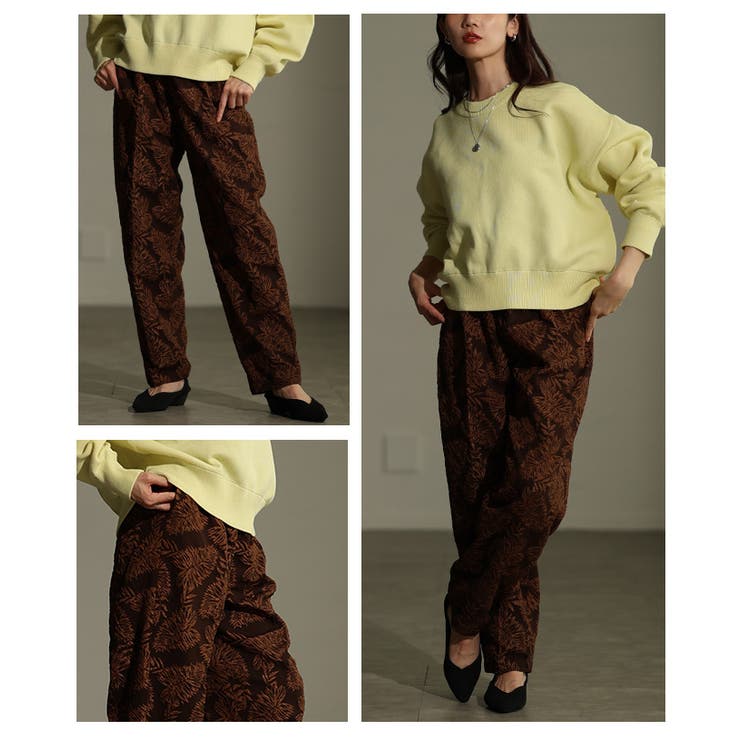 スタイリングに華を添えるリーフジャガードテーパードパンツ レディース ファッショ… | Sawa a la mode | 詳細画像17 