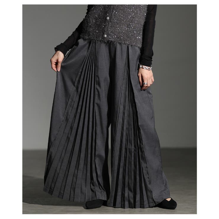 足下をエレガントに彩るプリーツ切替ワイドパンツ レディース ファッション | Sawa a la mode | 詳細画像4 