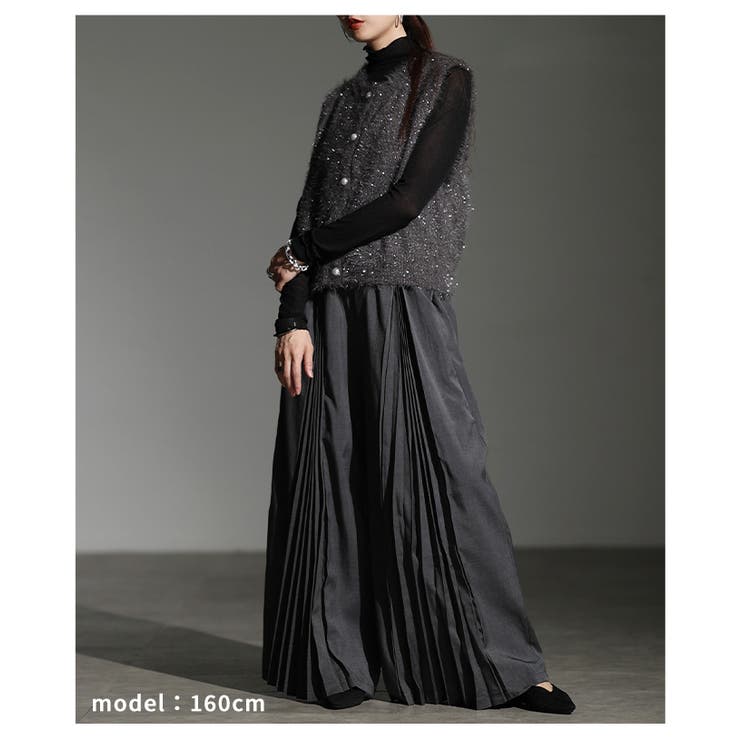 足下をエレガントに彩るプリーツ切替ワイドパンツ レディース ファッション | Sawa a la mode | 詳細画像7 