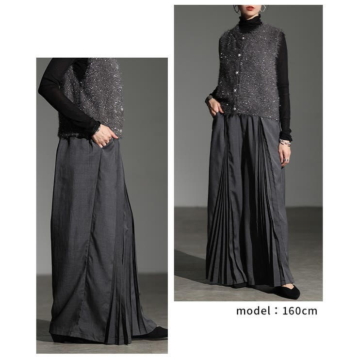 足下をエレガントに彩るプリーツ切替ワイドパンツ レディース ファッション | Sawa a la mode | 詳細画像9 