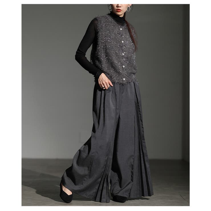 足下をエレガントに彩るプリーツ切替ワイドパンツ レディース ファッション | Sawa a la mode | 詳細画像11 