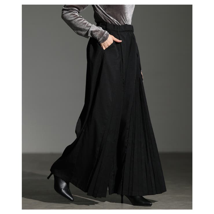 足下をエレガントに彩るプリーツ切替ワイドパンツ レディース ファッション | Sawa a la mode | 詳細画像17 