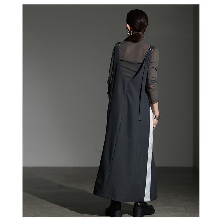 着るだけでスタイルアップするサイドラインサロペットスカート レディース | Sawa a la mode | 詳細画像10 