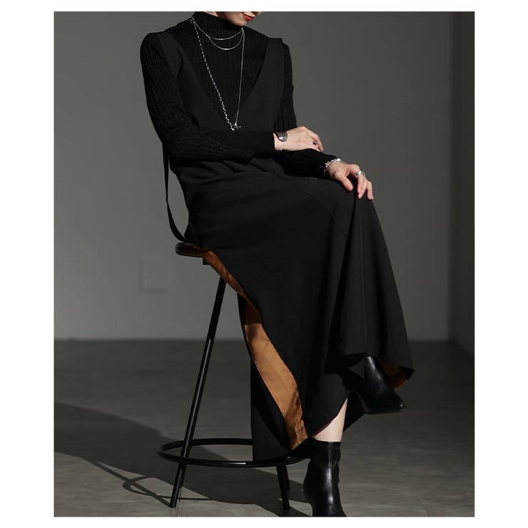 着るだけでスタイルアップするサイドラインサロペットスカート レディース | Sawa a la mode | 詳細画像14 