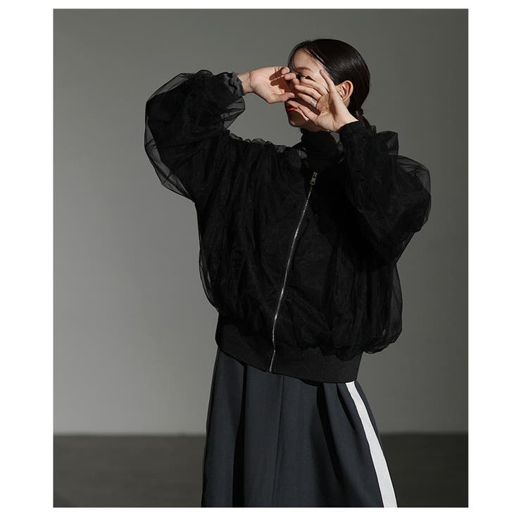トレンドを羽織るチュールレイヤードライトブルゾン レディース ファッション | Sawa a la mode | 詳細画像16 