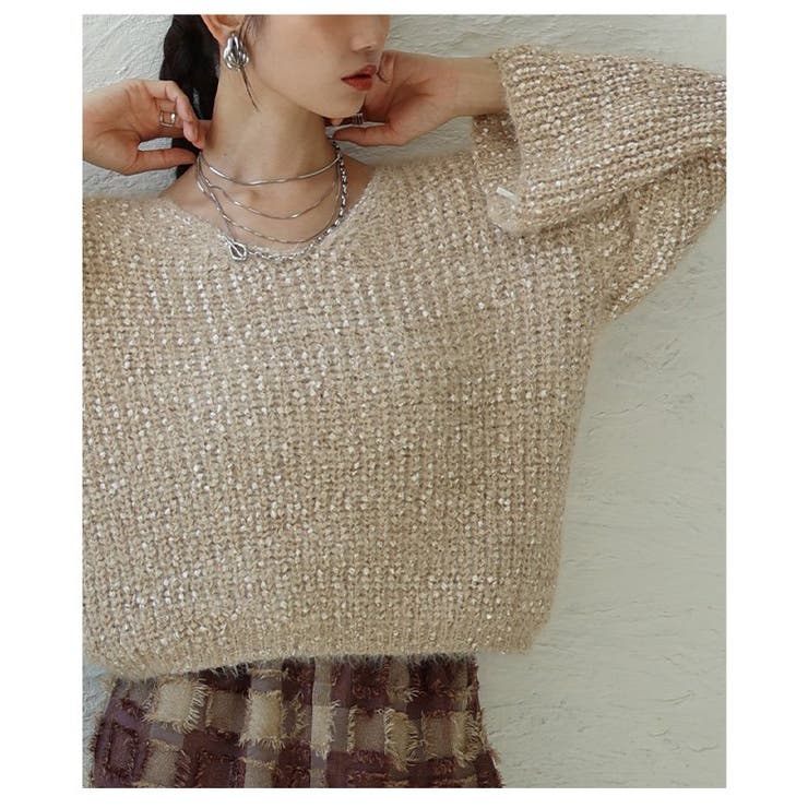 表情を豊かにするリボンヤーンローゲージリブニット レディース ファッション | Sawa a la mode | 詳細画像8 