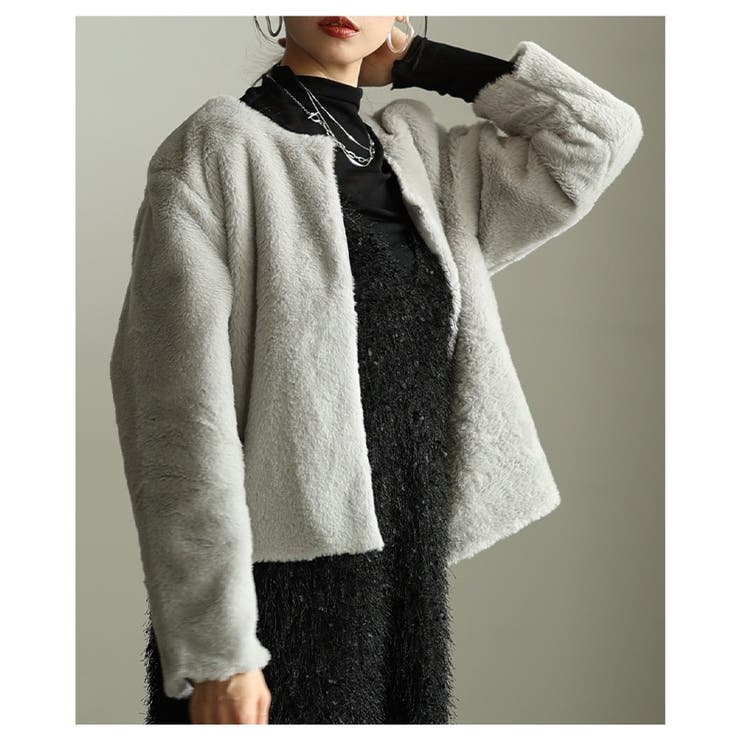 纏う愛されノーカラーフェイクファーライトジャケット レディース ファッション | Sawa a la mode | 詳細画像10 