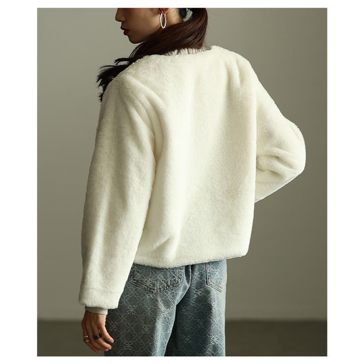 纏う愛されノーカラーフェイクファーライトジャケット レディース ファッション | Sawa a la mode | 詳細画像20 