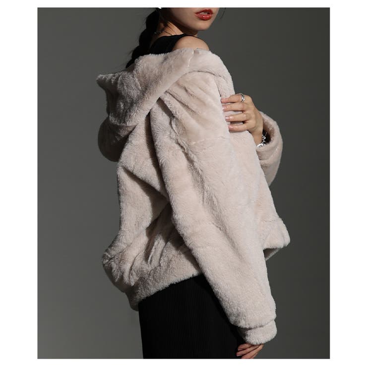 触れていたくなるフェイクファージップアップパーカー レディース ファッション | Sawa a la mode | 詳細画像4 